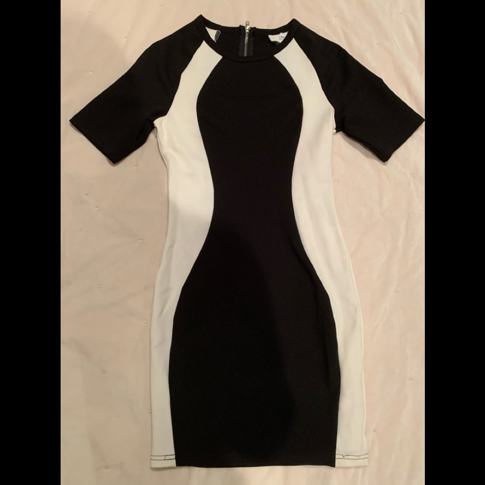 Black and White Color Block Dress